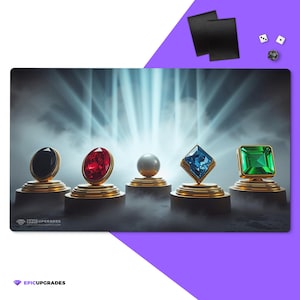 Mox Gems Inspired Playmat Oldschool MTG | 24&quot;x14&quot; Reimagined Artwork Magic the Gathering Card Mat MTG Power Nine
