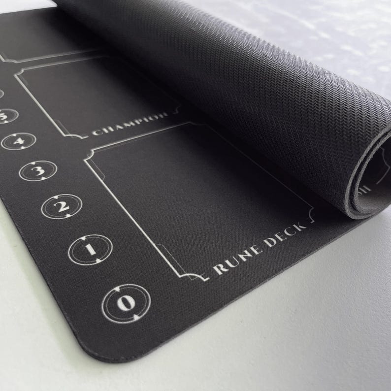 Minimal Riftbound playmat for TCG players, 24x14 inch card game mat with zone layout and 7 color options for organized tabletop play.