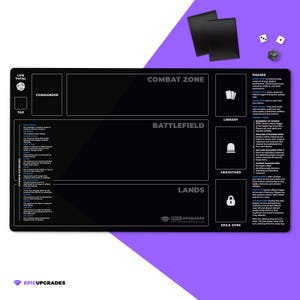 Tapete de juego para principiantes con zonas (versión Commander) - 24" x 14" Magic the Gathering EDH Rookie MTG Player Learning Gift Accessories Card Mat