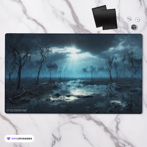 Polluted Delta Reimagined Playmat - Fantasy Land Series | 24"x14" Dimir Magic the Gathering Black Blue Player Artwork  MTG Gift