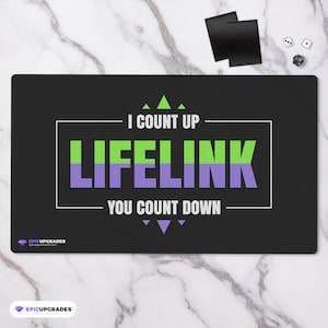 Lifelink Playmat - Magic the Gathering Player 24&quot;x14&quot; Funny Keyword Custom MTG Card Mat Minimalist Gift Accessory