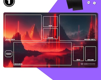 SWU Compatible Playmat – Sci-Fi Art with Zones | 24" x 14" TCG Card Mat Gift for Unlimited Players