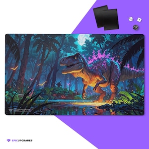 Dinosaur Playmat | 24&quot;x14&quot; Magic the Gathering Inspired Tribe Artwork MTG Card Mat TCG Gift