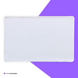 May include: A rectangular white mouse pad with a stitched border. The mouse pad has a smooth surface and is designed for computer use. The logo "EPICUPGRADES" is in the bottom left corner.