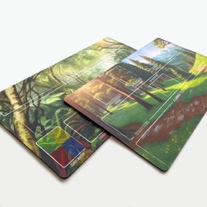 Ensemble de deux tapis de jeu compatibles Earthborne Rangers – 24 x 14 po. Tapis de jeu modulaires pour le suivi de campagne et les zones de pont