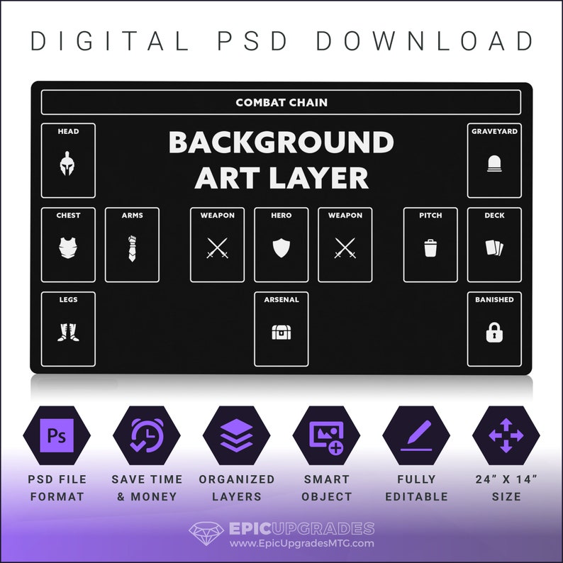 Table Weapons Overlay FAB Playmat Zone Overlay PSD Digital Download - 24