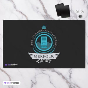 Merfolk Life Playmat - Magic the Gathering Tribe 24&quot;x 14&quot; Custom Modern Fish Tribe MTG Card Mat