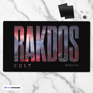 Cult of Rakdos Playmat for MTG Player Gift for Magic the Gathering Custom Card Mat Swamp Mountain Artwork Black Red Mana