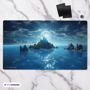 Island Playmat - Fantasy Land Series / 24"x14" Magic the Gathering Blue Player Artwork MTG Play Mat