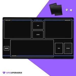 SWU Compatible Playmat – Minimalist Black with Zones | Basic 24&quot; x 14&quot; TCG Card Mat Gift for Unlimited Players