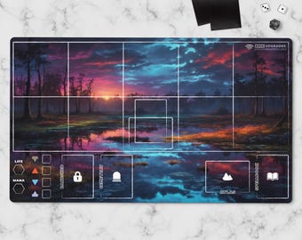 2 Player Sorcery Trading Card Game Grid Playmat With Dungeon