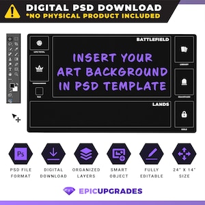 Digital Download PSD for MTG Playmat Zone Overlay 24"x14" Magic the Gathering Player Custom Photoshop .PSD **No Physical Product Included**
