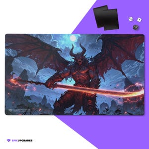 Demon Playmat | 24&quot;x14&quot; Magic the Gathering Inspired Artwork MTG Card Mat TCG Gift