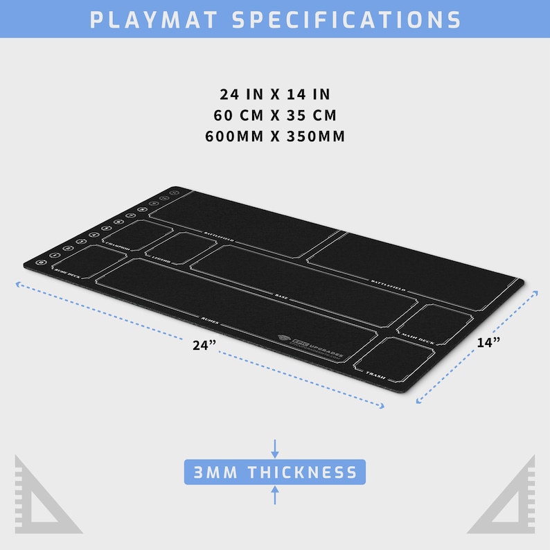 Minimal Riftbound playmat for TCG players, 24x14 inch card game mat with zone layout and 7 color options for organized tabletop play.