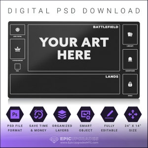 MTG Playmat Zone Overlay PSD Digital Download - 24"x14" Magic the Gathering Player Custom Photoshop .PSD ***No Physical Product Included***