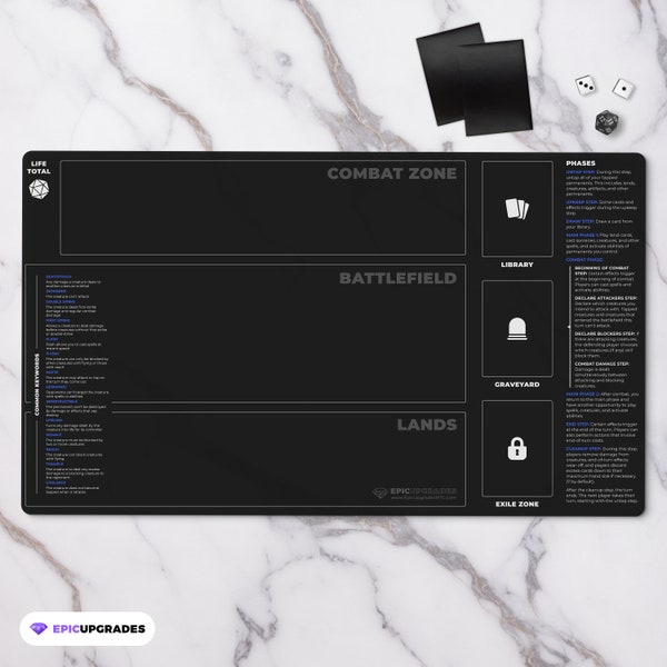 MTG Beginner Playmat for Magic the Gathering New Player Playmat with Zones Learn to Play MTG Accessories for New Player MTG Gift Card Mat
