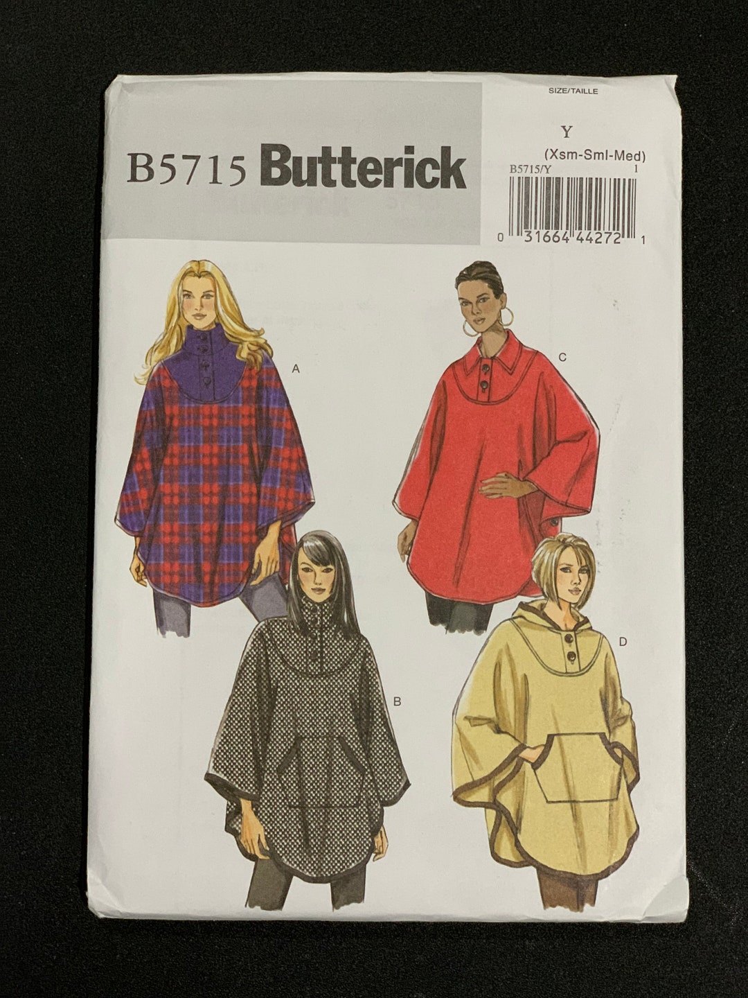 Butterick B5715 Uncut Cape Pattern Sizes Xsm/sml/med - Etsy