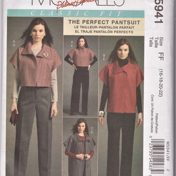 McCall's Uncut Jacket/Pants Pattern M5941 Sizes 16-18-20-22