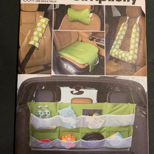Simplicity S9501 Uncut Car Accessories/Seat Belt Pad/Front Seat Cushion/Child Body Cushion/Headrest Pillow/Backseat Organizer Pattern
