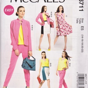 McCall&#39;s M6711 Uncut Lined Jacket/Top/Dress/Lined Skirt/Pants Pattern Sizes 14-16-18-20-22