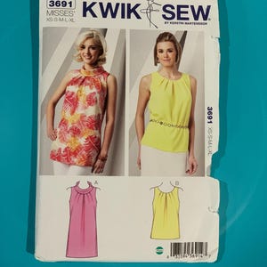 Kwik Sew 3691 Uncut Misses' Tunic/Top Pattern XS/S/M/L/XL