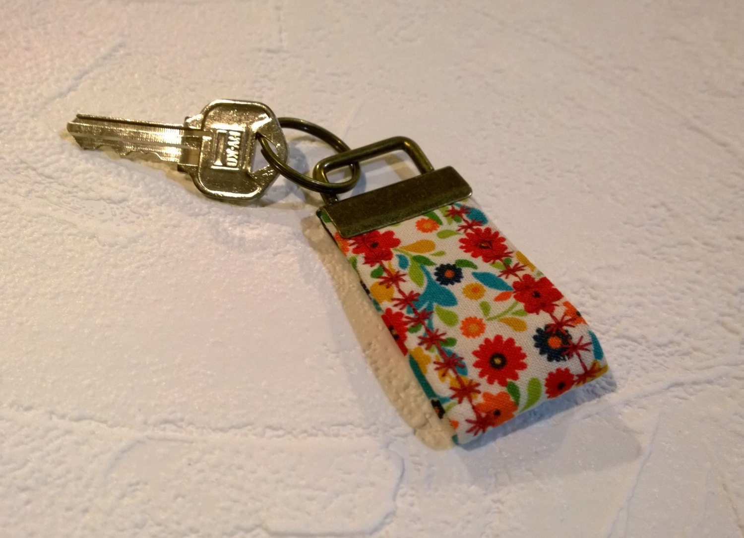 Bright Floral Fabric Key Fob Bright Floral Fabric Key Ring Etsy