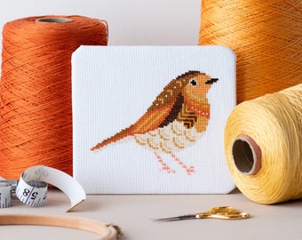 Mandala Robin Cross Stitch Pattern | Christmas Animals Crafts | Beginners Xstitch | Geometric Needlework Pattern | Fun Embroidery PDF
