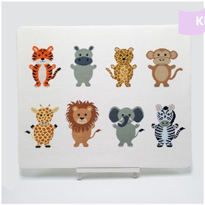 Safari Animals Cross Stitch Kit | Baby Cross Stitch | Nursery Cross Stitch | Modern Cross Stitch | Beginners Cross Stitch | Embroidery Kit