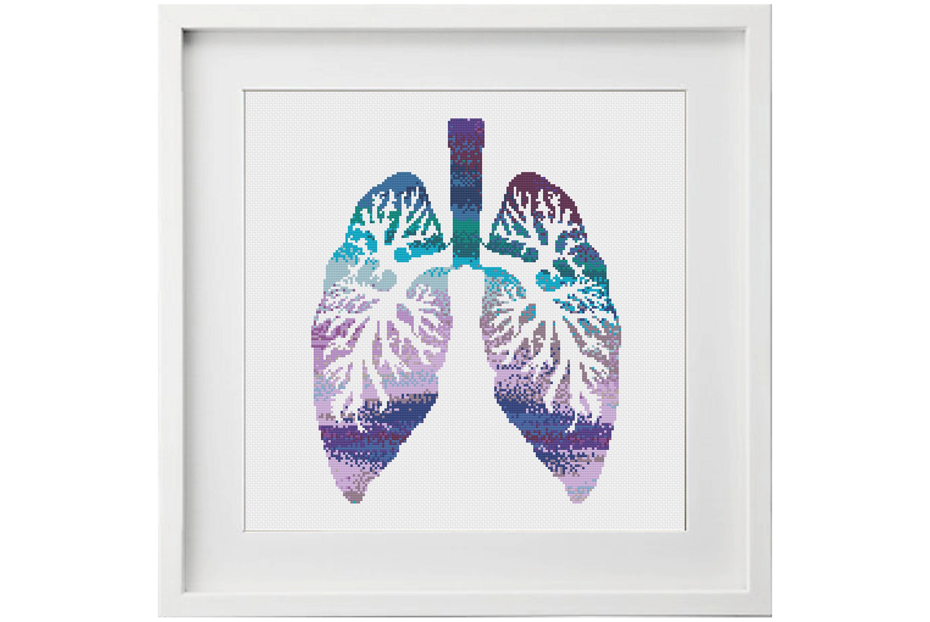 Brain Cross Stitch Pattern Lung Cross Stitch Heart Cross Etsy