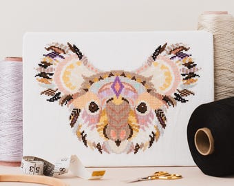 Mandala Koala Cross Stitch Pattern | Geometric Sewing Project | Embroidery | Beginners & Intermediate | Marsupial Animal Needlecraft