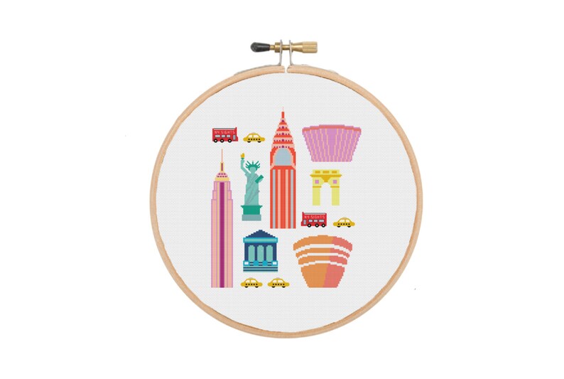 Cross Stitch Sampler Landscape Cross Stitch Modern Cross Stitch America Cross Stitch City Cross Stitch New York Cross Stitch Pattern
