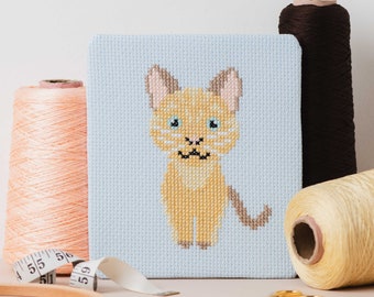 Cat Counted Cross Stitch Kit for Children | Craft Kits for Kids | Beginners Sewing Project | Animal Embroidery for Newbies | DIY Needlecraft