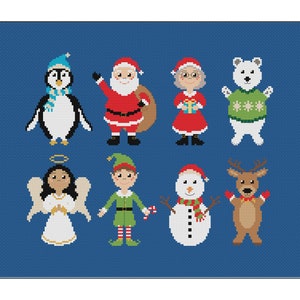 Christmas Characters Cross Stitch Pattern Xmas Cross Stitch Festive Cross Stitch Holiday Cross Stitch Santa Cross Stitch PDF image 2