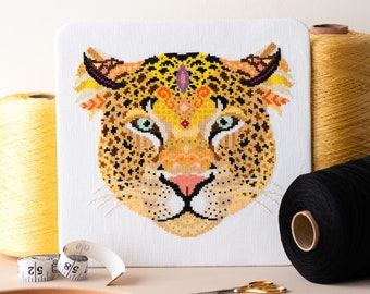 Mandala Leopard Cross Stitch Pattern | Geometric Cross Stitch | Animal Cross Stitch | Beginners Cross Stitch | Fun Safari Embroidery PDF