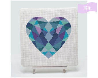 Heart Cross Stitch Kit | Love Cross Stitch | Modern Cross Stitch | Geometric Cross Stitch | Beginners Cross Stitch | Embroidery Kit