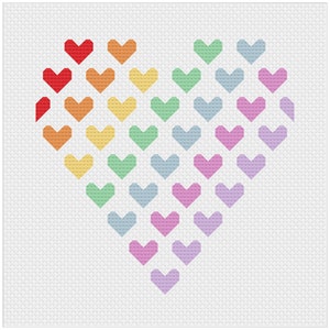 Heart Cross Stitch Pattern, Love Cross Stitch, Modern Cross Stitch, Valentine's Cross Stitch, Beginners Embroidery, Mother's Day Embroidery