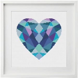 Heart Cross Stitch Pattern Geometric Cross Stitch Love Cross Stitch Modern Cross Stitch Valentine's Cross Stitch Beginners Stitch image 2