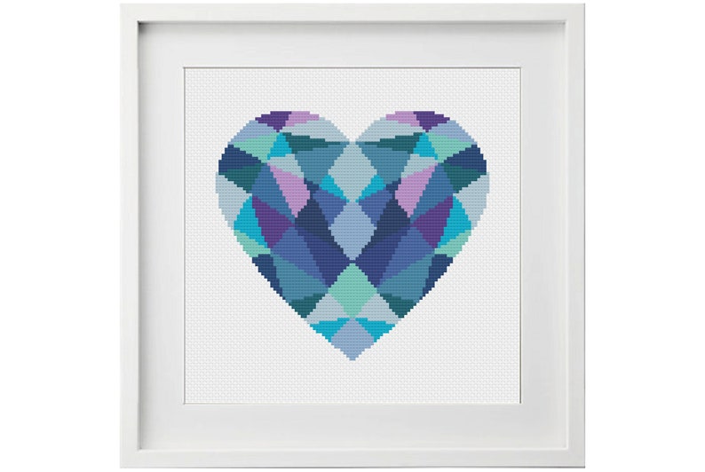 Heart Cross Stitch Pattern Geometric Cross Stitch Love Cross Stitch Modern Cross Stitch Valentine's Cross Stitch Beginners Stitch image 2