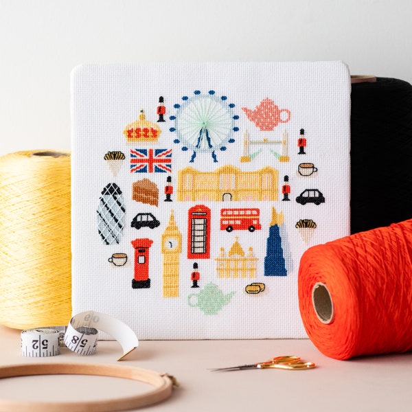 British Cross Stitch Pattern | London Cross Stitch | Landscape Cross Stitch | City Cross Stitch | Modern Cross Stitch | Cross Stitch Chart