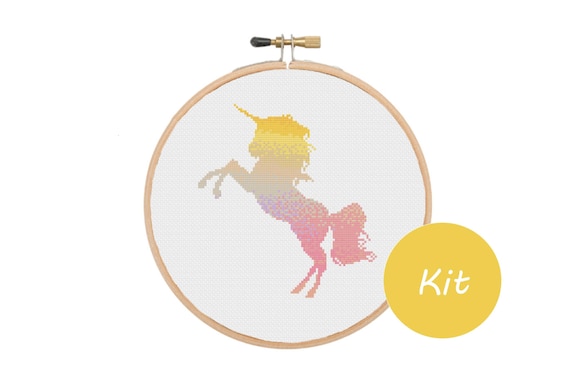 Watercolour Unicorn Cross Stitch Kit from Meloca Designs