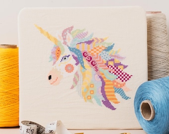 Mandala Unicorn Cross Stitch PDF Chart | Digital Download Craft Pattern | Colourful Fantasy Embroidery Design