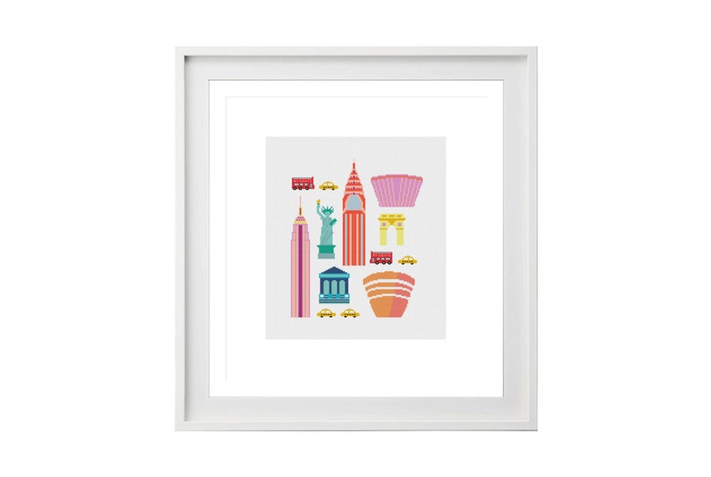 Cross Stitch Sampler Landscape Cross Stitch Modern Cross Stitch America Cross Stitch City Cross Stitch New York Cross Stitch Pattern