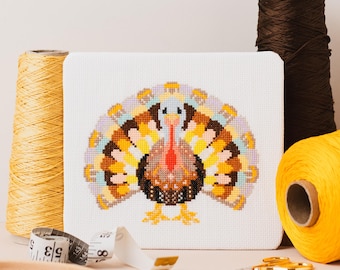 Mandala Turkey Cross Stitch Pattern | Geometric Sewing Project | Animal Embroidery for Beginners & Intermediate | DIY Christmas Needlecraft