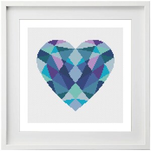 Heart Cross Stitch Pattern Geometric Cross Stitch Love Cross Stitch Modern Cross Stitch Valentine's Cross Stitch Beginners Stitch image 3