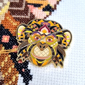 Mandala Monkey Needle Minder | Enamel Needle Minder | Magnetic Needle Minder | Cross Stitch Gift | Sewing Accessory | Fridge Magnet Gift