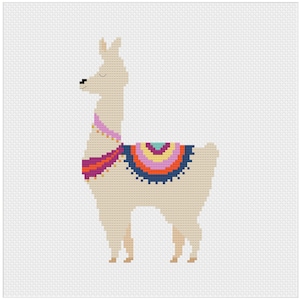 Llama Cross Stitch Pattern Alpaca Cross Stitch Animal Cross Stitch Nursery Cross Stitch Beginners Cross Stitch Needlework Pattern image 1