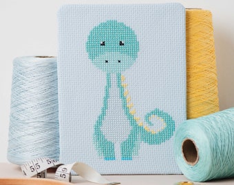 Dinosaur Counted Cross Stitch Kit for Children | Kids Craft Kit | Beginners Sewing Project | Animal Embroidery for Newbies | DIY Needlecraft