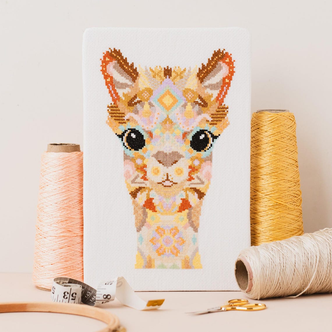 Alpaca Cross Mandala Alpaca Cross Stitch Pattern PDF | Modern Animal Mandala Chart ...