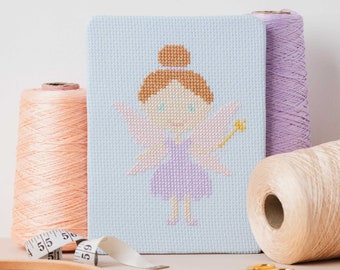 Fairy Counted Cross Stitch Kit for Children | Kids Craft Kit | Beginners Sewing Project | Animal Embroidery for Newbies | DIY Needlecraft