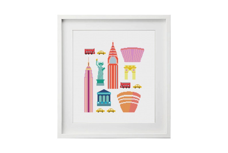 Cross Stitch Sampler Landscape Cross Stitch Modern Cross Stitch America Cross Stitch City Cross Stitch New York Cross Stitch Pattern